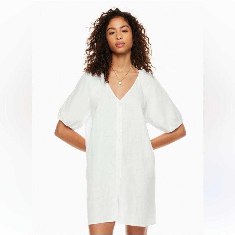 Wilfred Aperitif Linen Mini Dress in Chambray Heatwave Blue